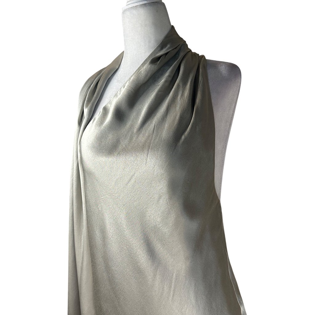 Auteur Studio Cassidy Dress In Grey Small New Womens Silver Satin Mini — image 8 of 8